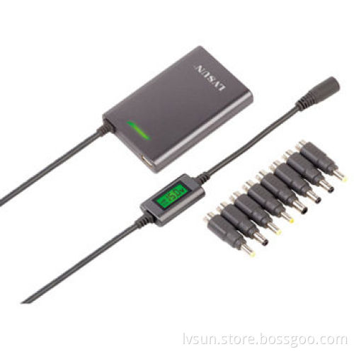 Ultra Slim Universal Laptop AC Adapter with LCD Display, 15mm Thickness, Charge for Laptop, Phones
